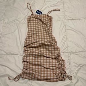 Plaid Tie-Side Body-con Dress